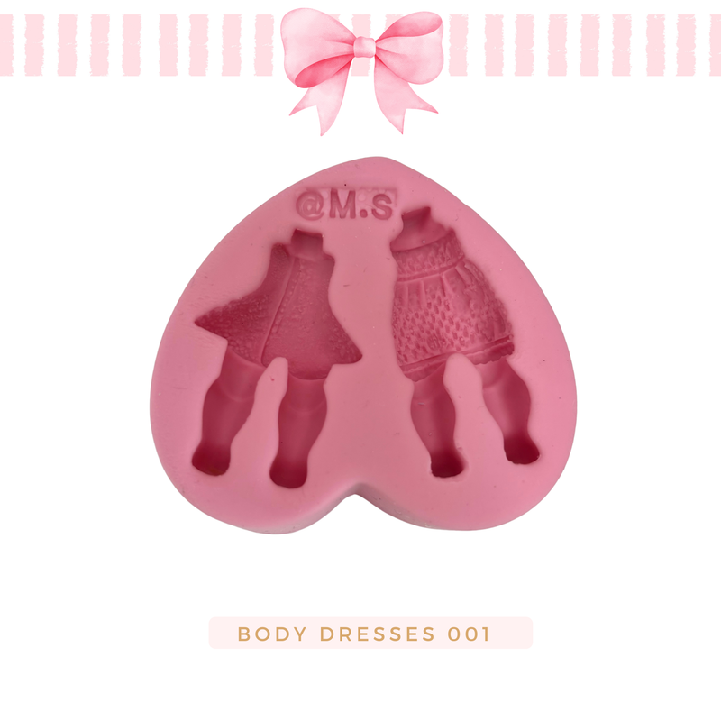 Silicone mold for clay dolls, Body Dresses 001 - Arts and Crafts