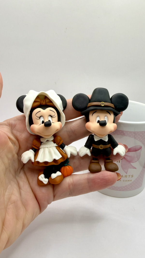 Mikey and Minie Thanksgiving Clay Dolls