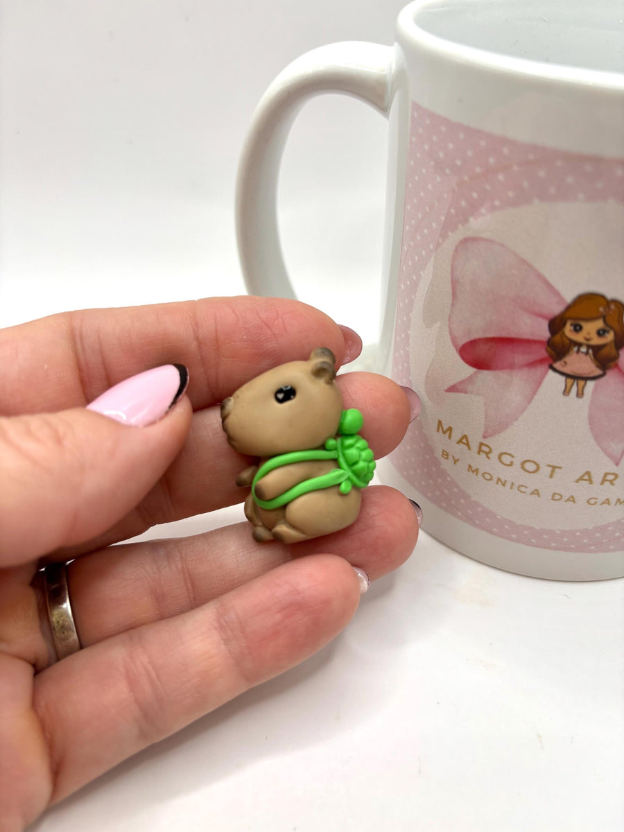 Capybara Clay Figurine (Turtle bag)