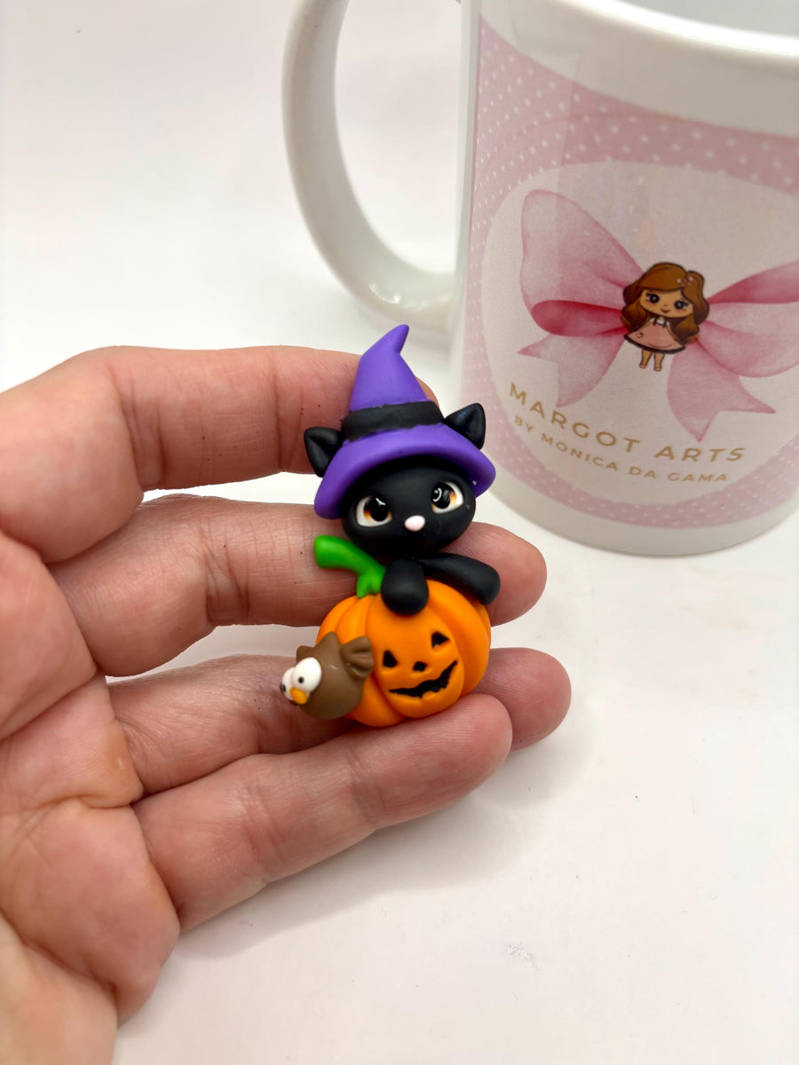 Mini Blak Cat Clay Figurine