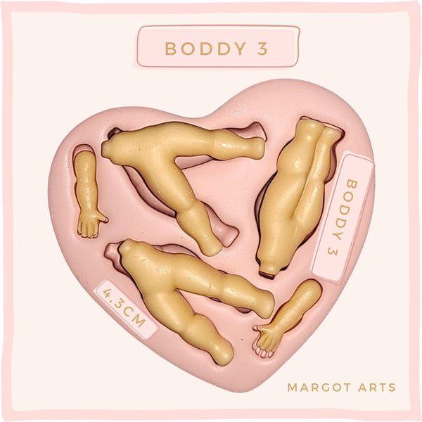 Silicone mold for clay dolls, Boddy 3 - Arts and Crafts