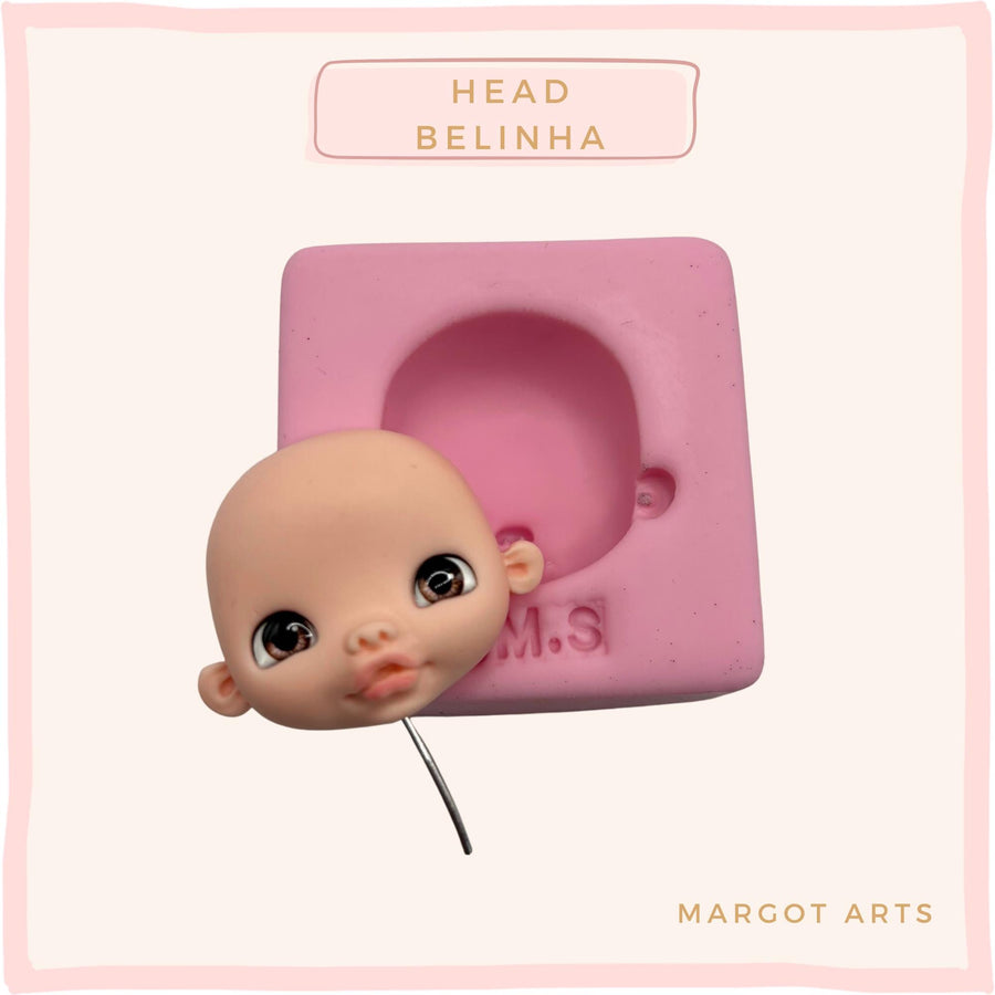 Silicone mold for clay dolls, Head Belinha - Arts and Crafts