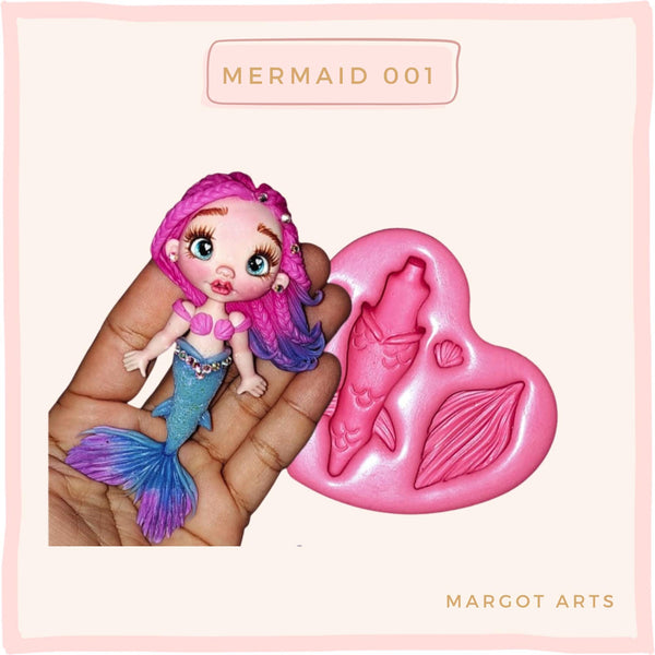 Silicone mold for clay dolls, Mermaid Collection - Arts and Crafts