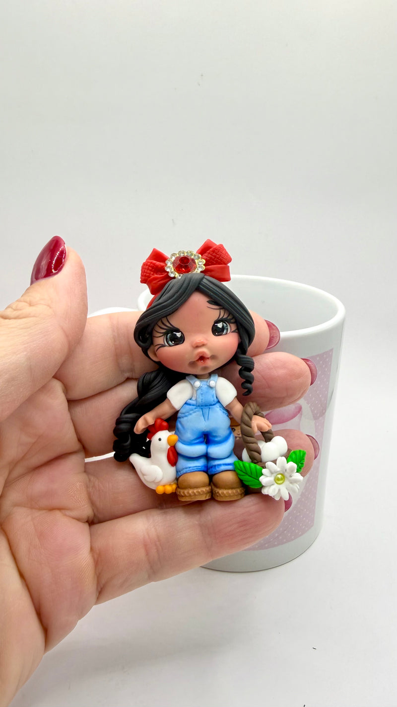 Farm Girl Clay Figurine