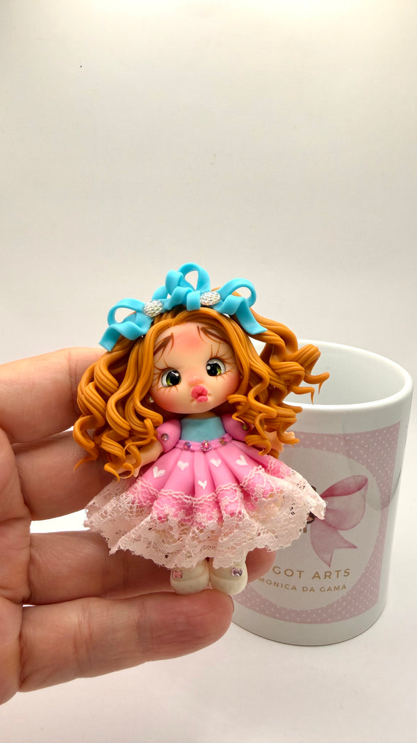Vintage Yellow Dresses Clay Figurine