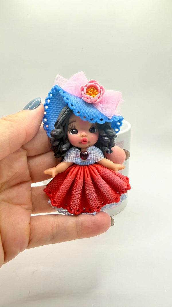 Vintage Red Dresses Clay Figurine