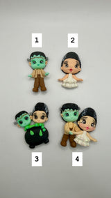 Frankenstein Couple Clay Dolls