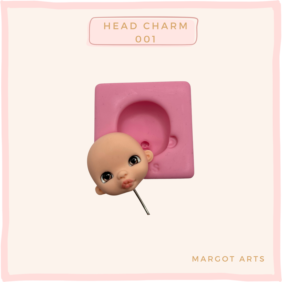 Silicone mold for clay dolls, Head Charm 001 - Arts and Crafts