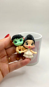 Frankenstein Couple Clay Dolls