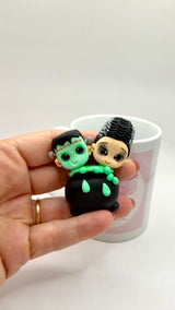 Frankenstein Couple Clay Dolls
