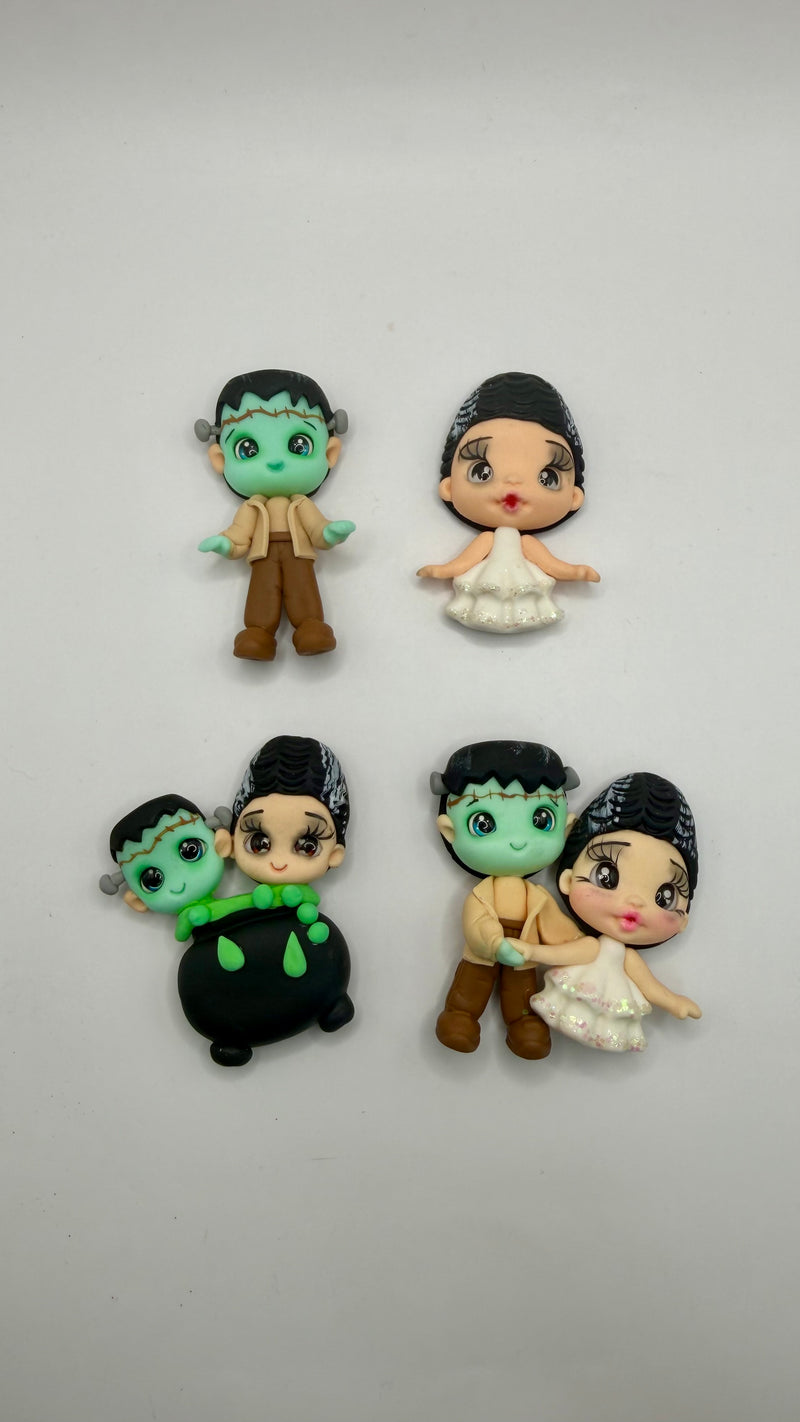 Frankenstein Couple Clay Dolls