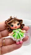 Green Dresses Clay Doll