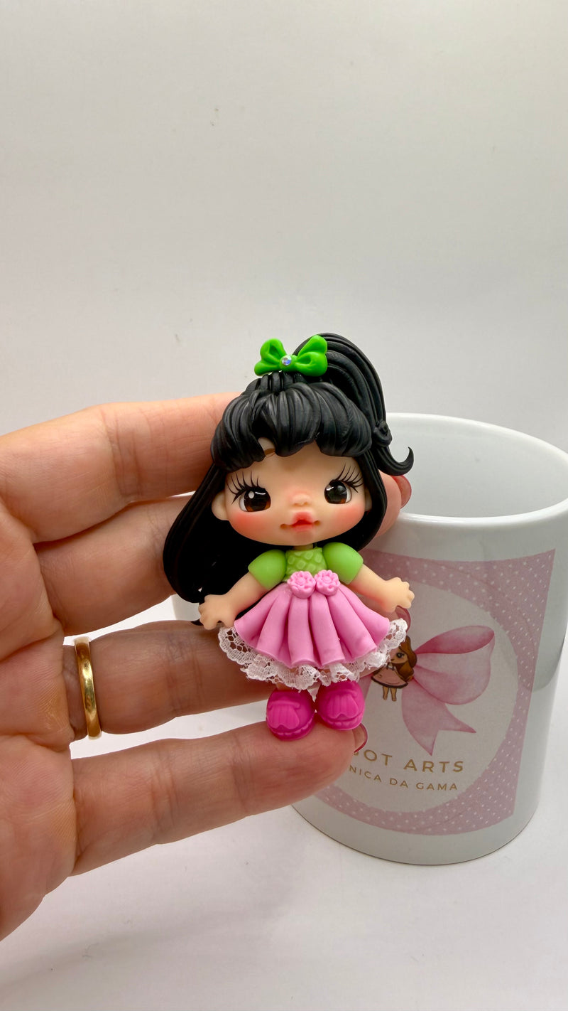 Pink Skirt Clay Doll