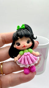 Pink Skirt Clay Doll