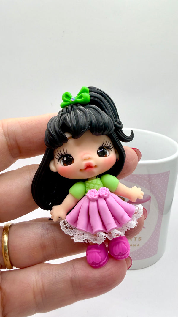Pink Skirt Clay Doll