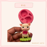 Silicone mold for clay dolls, Pig - Arts and Crafts