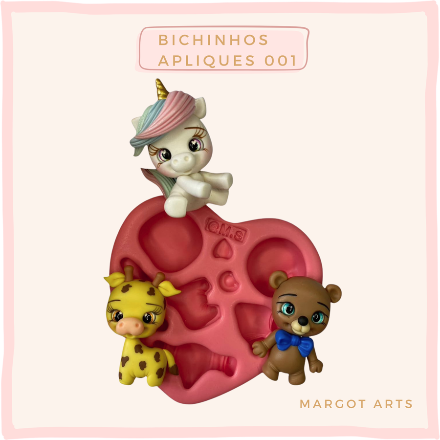 Silicone mold for clay dolls, Mix Animals 001 - Arts and Crafts