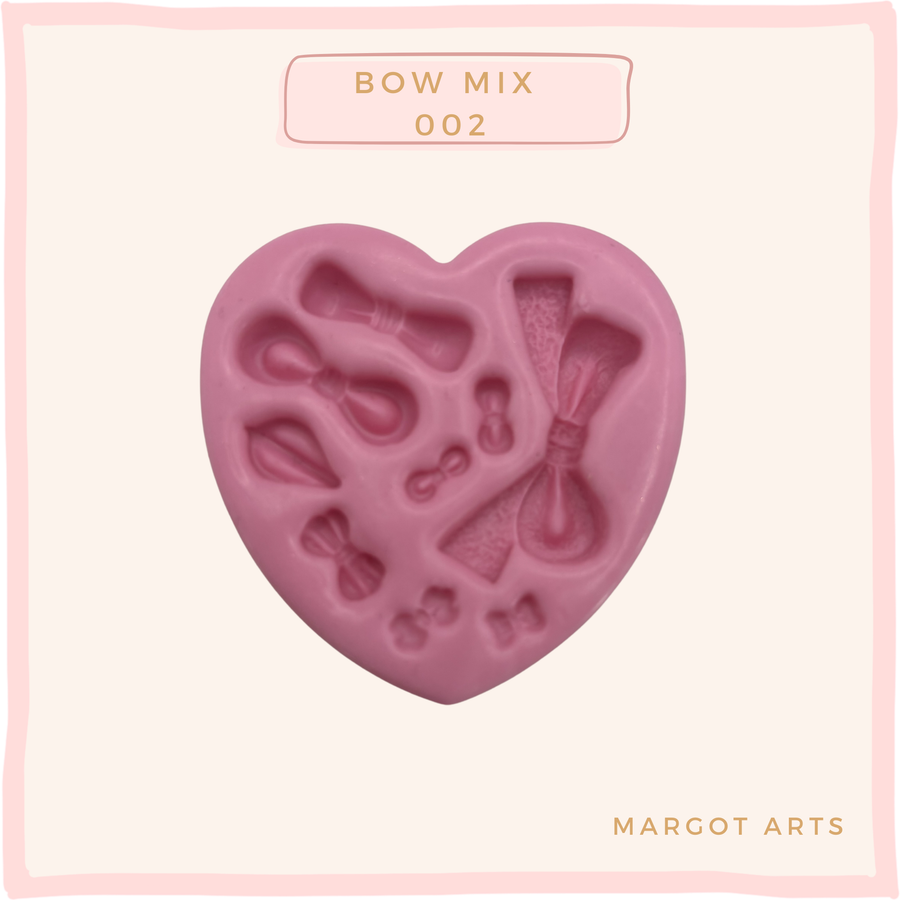 Silicone mold for clay dolls, Bow Mix 002 - Arts and Crafts