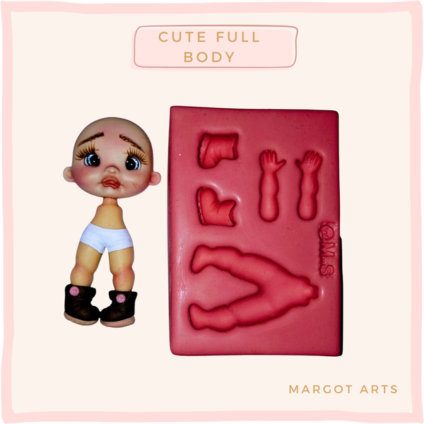 Silicone mold for clay dolls, Cute Full Body  - Arts and Crafts