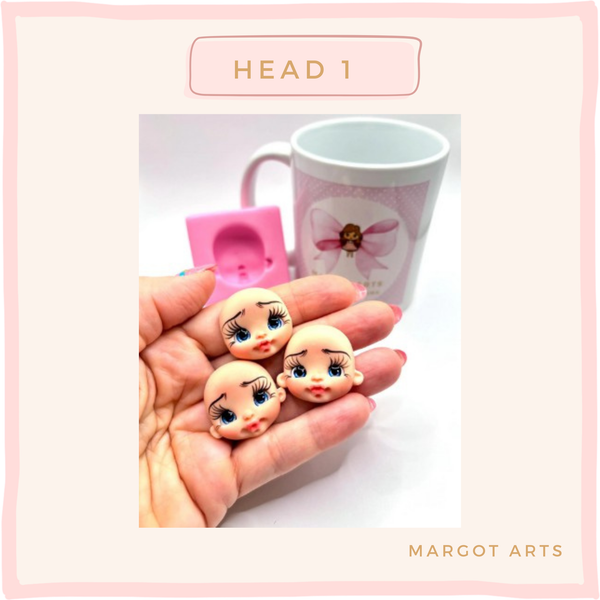 Silicone mold for clay dolls, Head 01 - Arts and Crafts