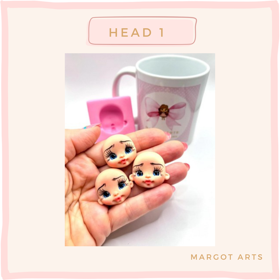 Silicone mold for clay dolls, Head 01 - Arts and Crafts