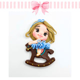Girl on horse Clay doll
