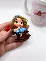 Girl on horse Clay doll