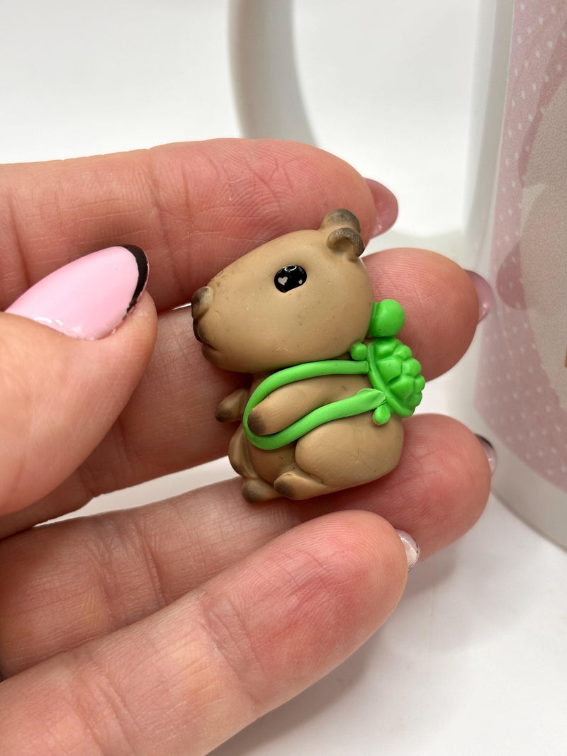 Capybara Clay Figurine (Turtle bag)