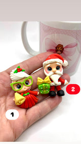 Mini Santa Couple Clay Dolls