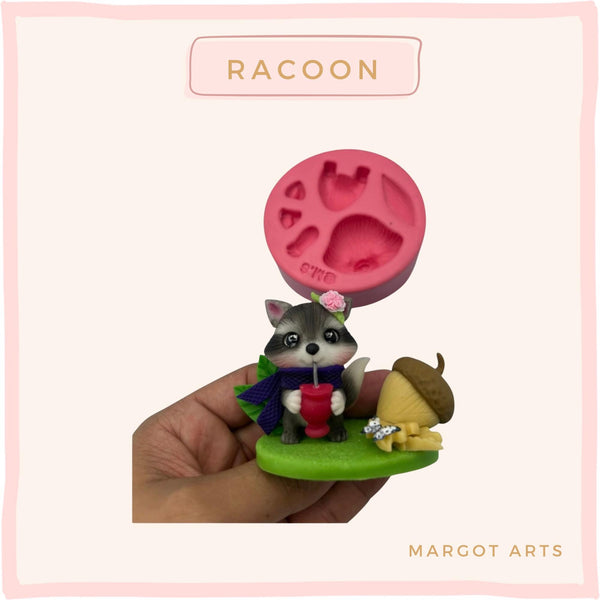 Silicone mold for clay dolls, Racoon -  Arts and Crafts