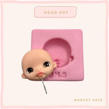 Silicone mold for clay dolls, Head  007 - Arts and Crafts