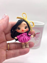 Pink Dress Clay Doll