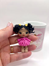 Pink Dress Clay Doll