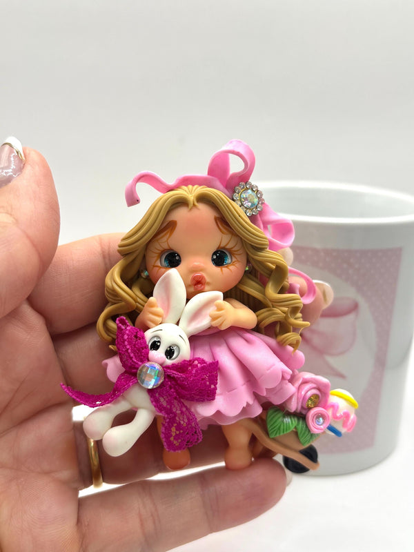 Easter Pink Clay Doll