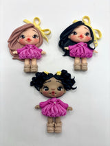 Pink Dress Clay Doll