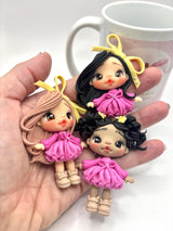 Pink Dress Clay Doll