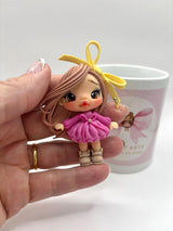 Pink Dress Clay Doll