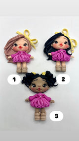 Pink Dress Clay Doll